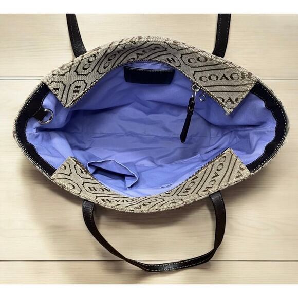 Y2K Coach F12252 Signature Striped Lozenge Tote Bag & Wristlet - Picture 6 of 15